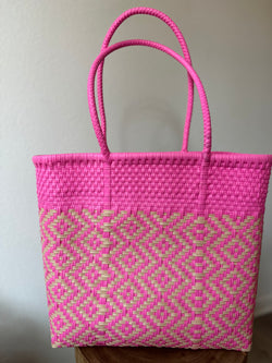 Pink and Cream Woven Tote