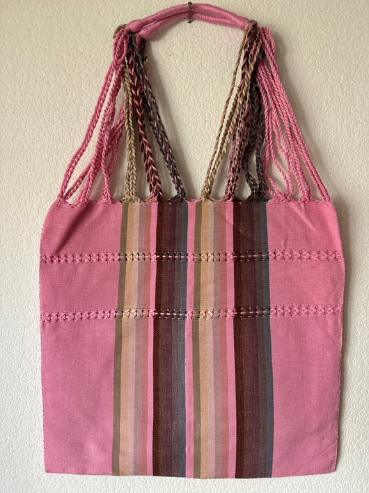 Light Pink with Multicolor Loom Tote Bag