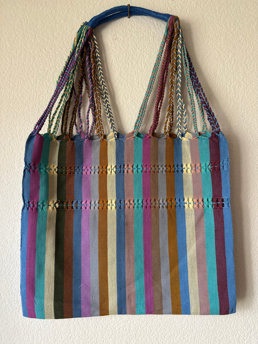 Multicolor with Periwinkle Loom Tote Bag