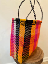 Black, Pink, Orange and Yellow Woven Tote