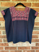 Navy and Mauve San Andres Huipil