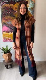 Burnt Orange with Crimson and Beige Juana Duster