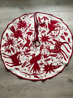 Red and Off-White Otomí Tree Skirt