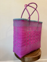 Pink and Gray Woven Tote