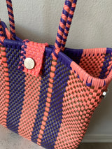 Pink and Purple Woven Tote with Clasp