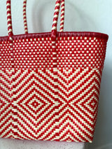 Red and Cream Woven Tote
