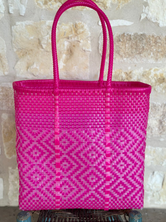 Pink and Clear Woven Tote
