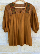 Mustard Brown Blusa Delicada with Sleeves