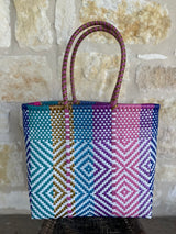 Pink, Purple, Turquoise and Gold Woven Tote