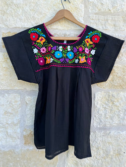 Black with Multicolor Puebla Blouse S