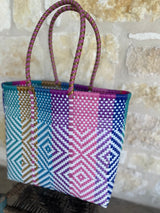 Pink, Purple, Turquoise and Gold Woven Tote