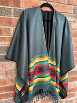 Dark Gray/ Slate Blue Southwestern Rebozo