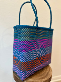 Teal, Magenta, Lavender and Orange Woven Tote