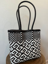 Black and White Woven Tote- The Mini Bag