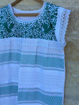 White with Green Telar Dress