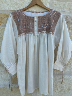 Off-White and Bronze Vine Tunic