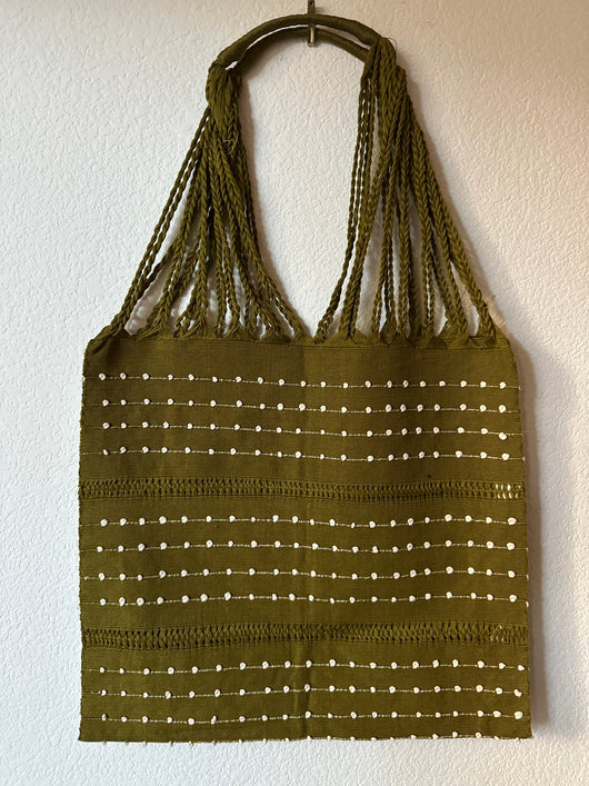 Army Green Loom Tote Bag