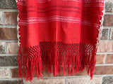 Coral, Silver and Tan Huipil de Telar Dress