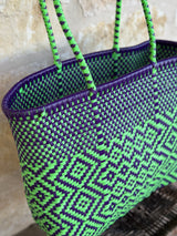 Purple and Green Woven Tote