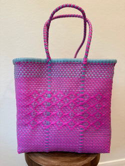 Pink and Gray Woven Tote