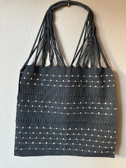 Washed Navy Blue Loom Tote Bag