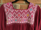 Maroon and White San Andres Tunic