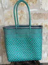 Green and Bronze Woven Tote
