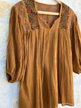 Mustard Brown Blusa Delicada with Sleeves