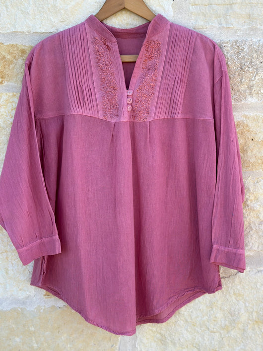 Dusty Rose Pintuck Blouse
