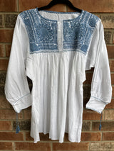 White with Blue Vine Tunic