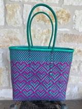 Magenta and Green Woven Tote