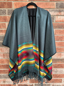 Dark Gray/ Slate Blue Southwestern Rebozo