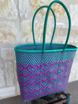 Magenta and Green Woven Tote