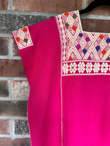 Magenta and Beige San Andres Huipil