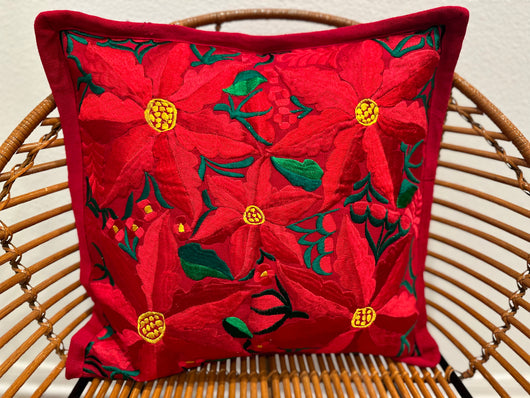 Red Poinsettia Pillow Case