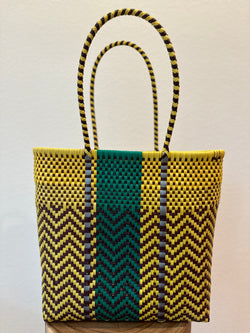 Green, Yellow and Black Woven Tote