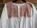 White with Light Pink Vine Tunic