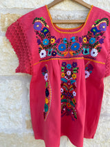 Coral Fiesta Puebla Blouse M