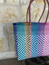 Pink, Purple, Turquoise and Gold Woven Tote