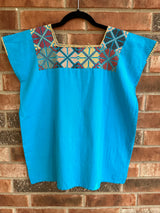Turquoise Blusa Punto de Cruz