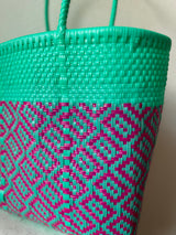 Green and Magenta Woven Tote