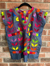 Chambray Short Sleeve Multicolor Blusa de Maíz