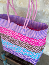 Pink, Turquoise, Bronze and Purple Woven Tote