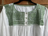 White with Moss Green Vine Tunic