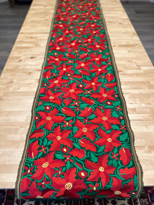 Green Poinsettia Runner