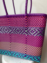 Fuchsia, Turquoise, Silver, Magenta Woven Tote