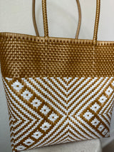 Gold and White Woven Tote