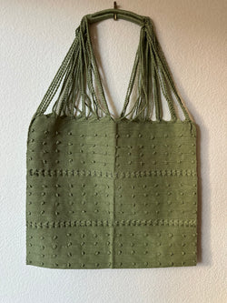 Moss Green Loom Tote Bag