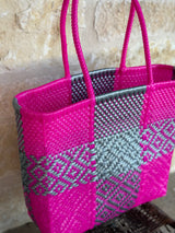 Magenta and Silver Woven Tote