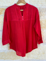 Red Pintuck Blouse
